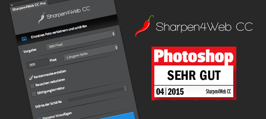 Sharpen4Web CC erhält den Stempel „Sehr gut“ vom Magazin „Photoshop“